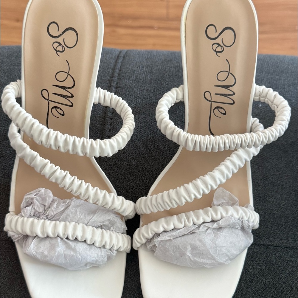 So Me White Strappy Heels - Picture 2 of 8